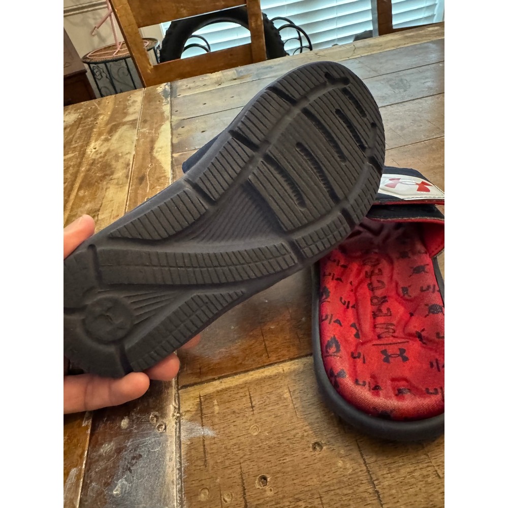 Under Armour Ignite Mercenary Kids Slides Red Navy Blue 3023781-601 Size 3Y - Picture 4 of 7